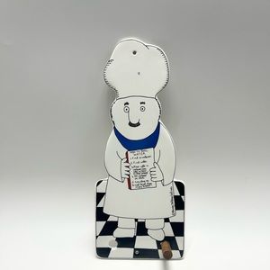 👨‍🍳Barney Saltzberg - Vintage (1983) Ceramic Chefs apron holder Wall Hanging.